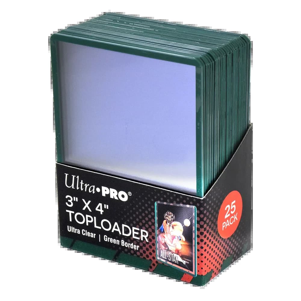 Ultra PRO Toploader (Zaščitni ovitki - Trdi) Prozorni/Zelen rob (25 Število ovitkov)