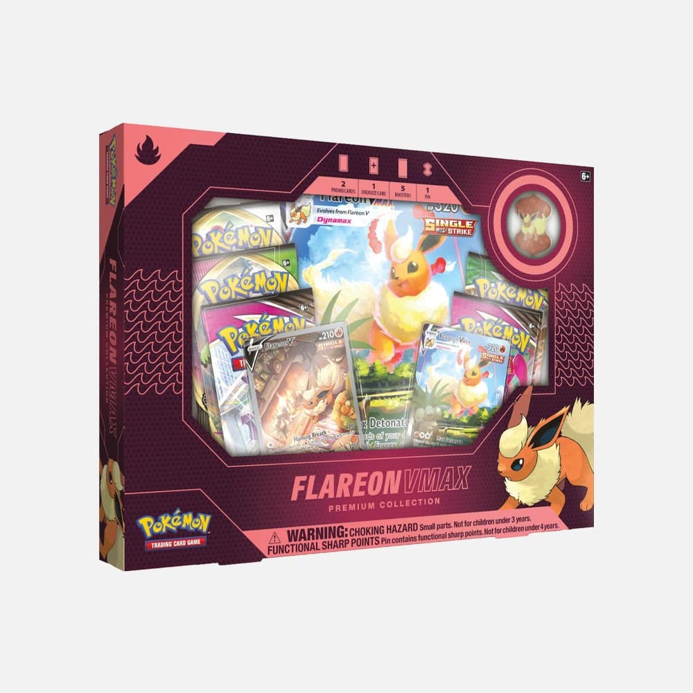 Pokémon karte Flareon VMAX Premium Collection Box
