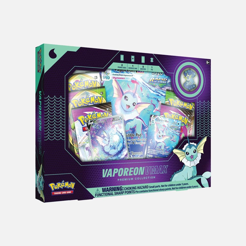 Pokémon karte Vaporeon VMAX Premium Collection Box