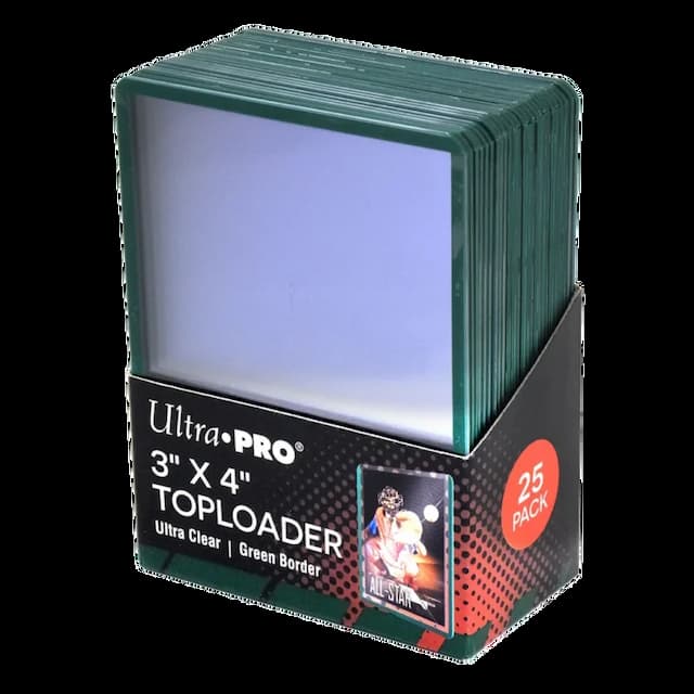Ultra PRO Toploader (Zaščitni ovitki - Trdi) Prozorni/Zelen rob (25 kosov)