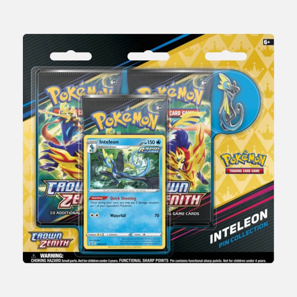 Pokémon karte Crown Zenith Inteleon Pin Collection 3-pack Blister