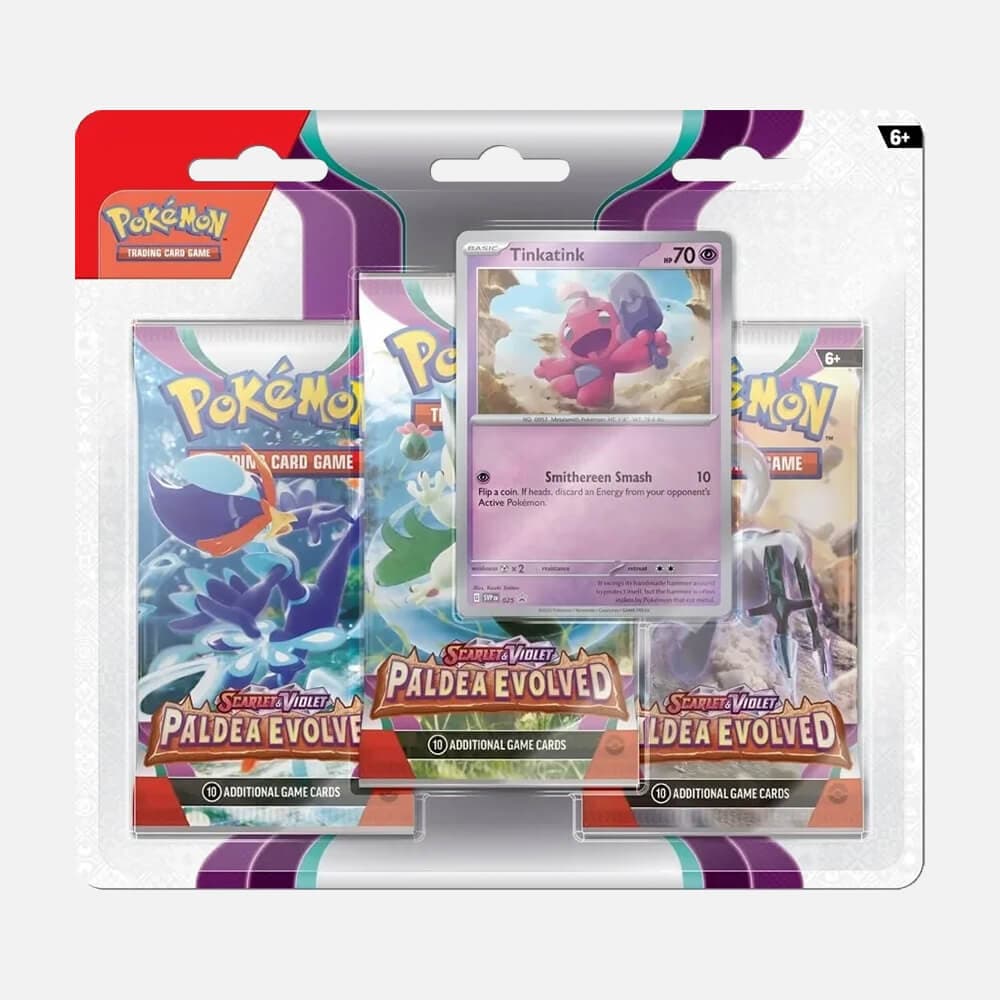 Pokémon karte (SV02) Paldea Evolved 3-pack Blister Tinkatink