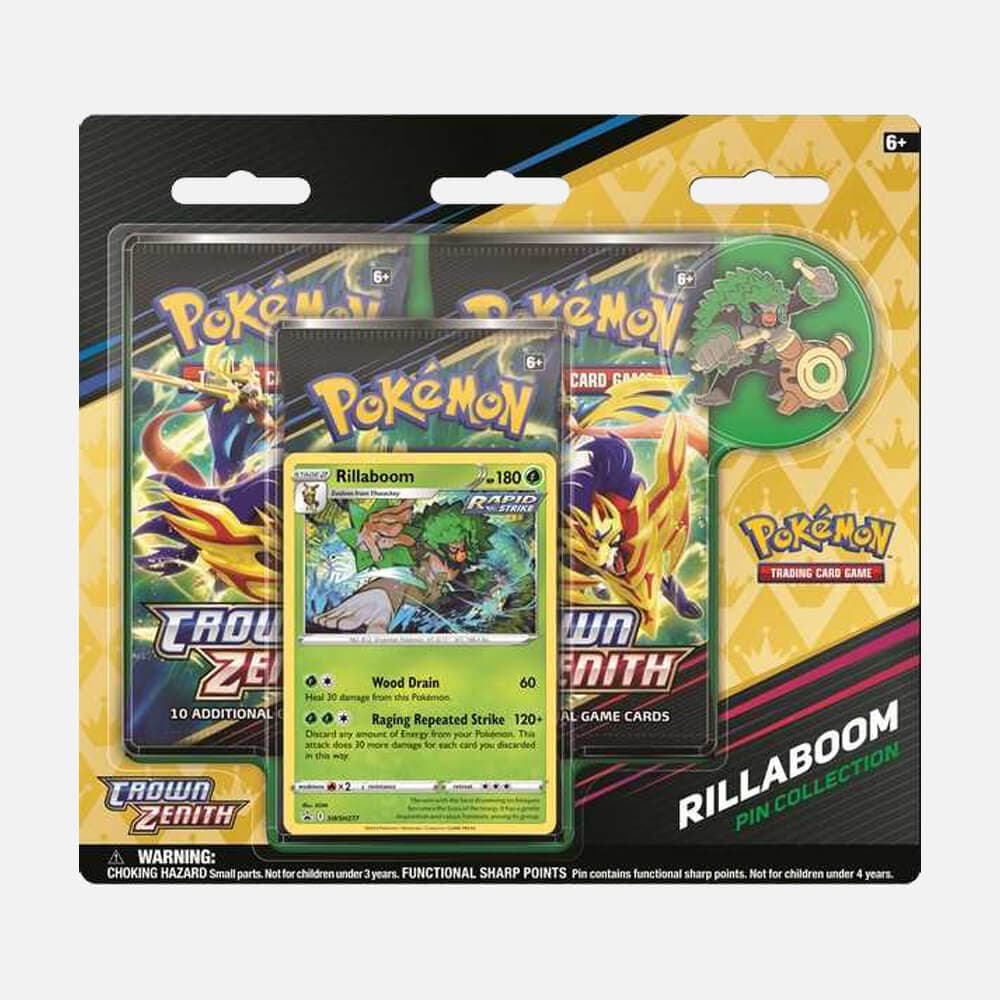 Pokémon karte Crown Zenith Rillaboom Pin Collection 3-pack Blister