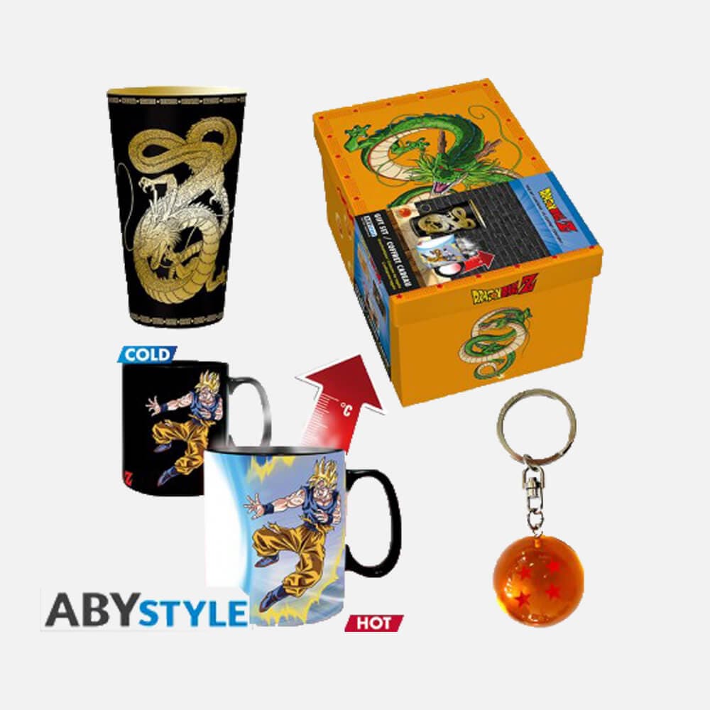 Dragon Ball package: large glass, 3D keychain, mug (heat change) (460 ml)