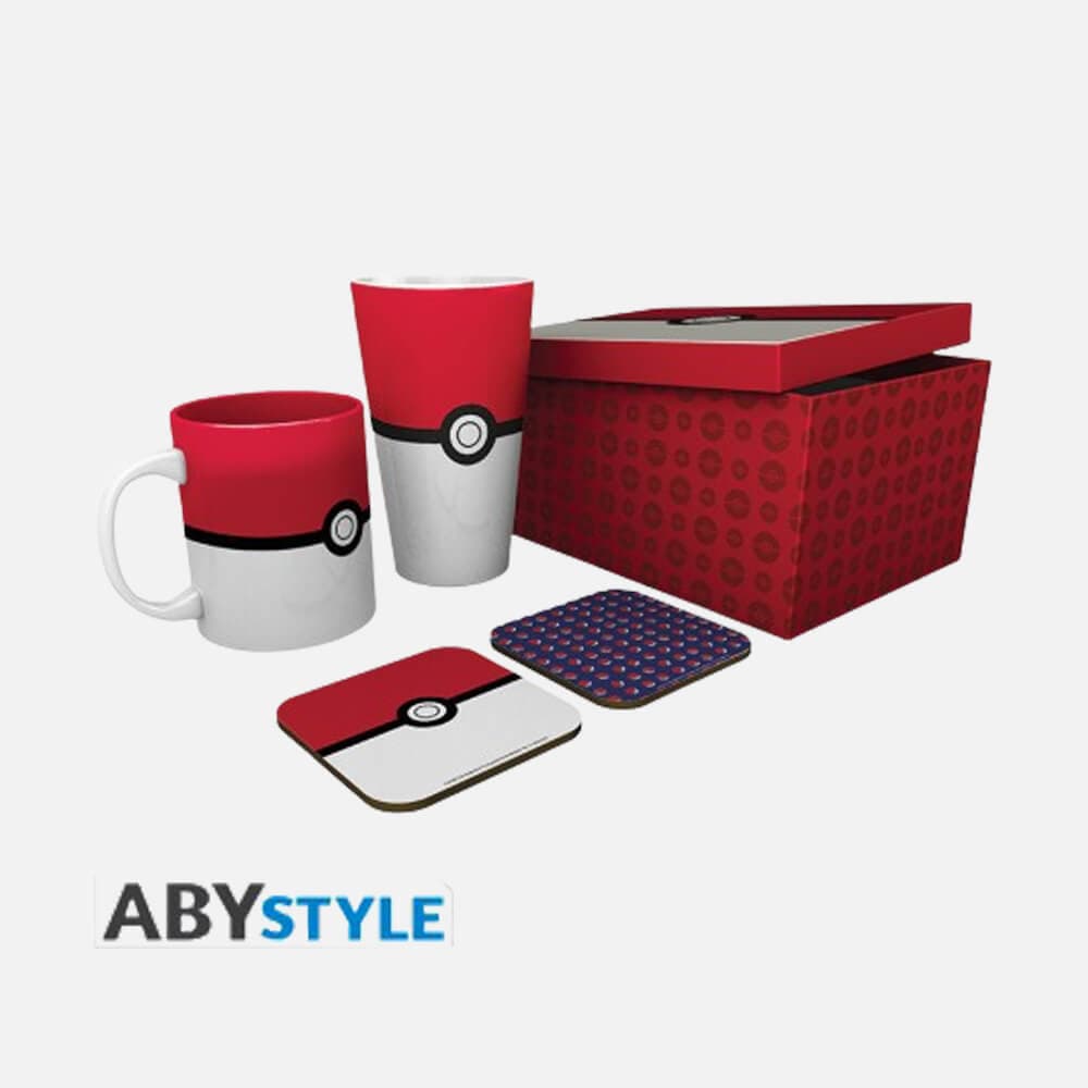 Pokémon package: glass XXL, 2x coasters Pokéball, mug (320ml)
